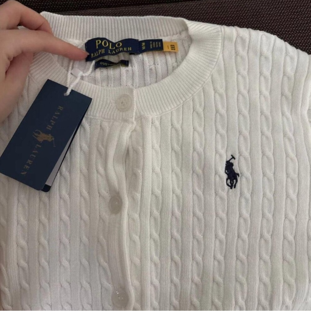 Polo by Ralph Lauren White Cable Knit Cardigan
